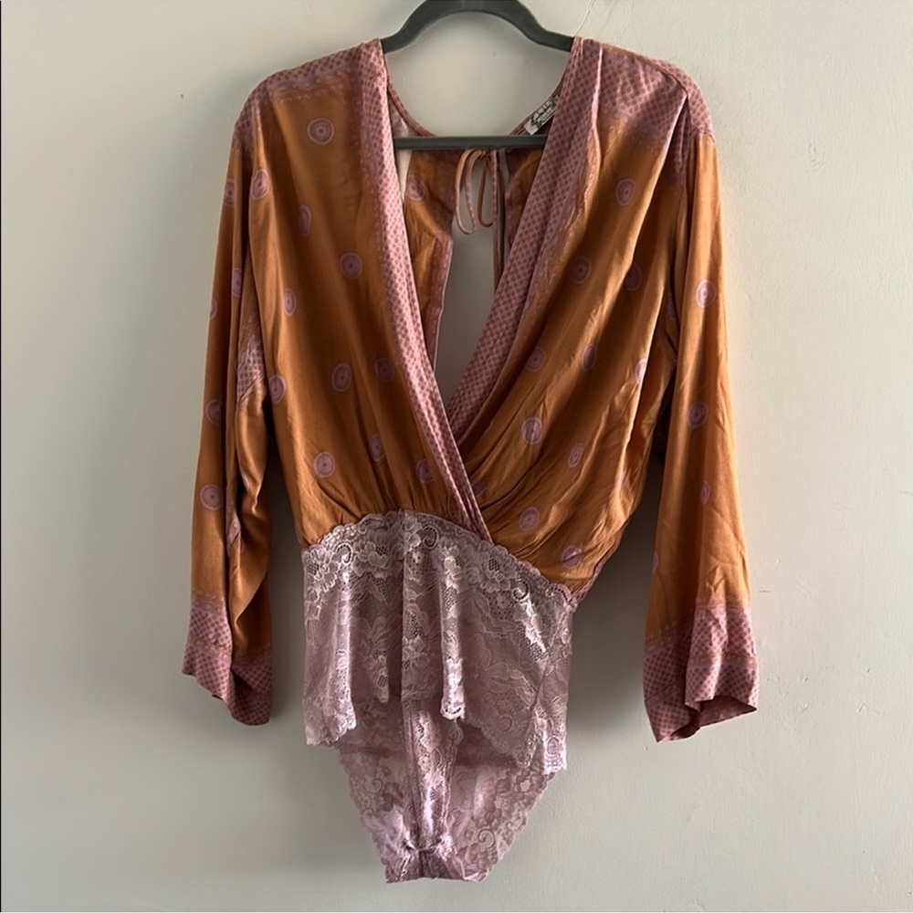 Free People Rust and Lavender Bodysuit
